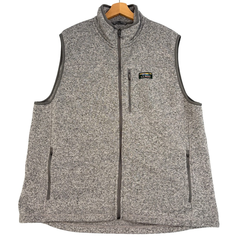 LL Bean Mens Sweater Fleece Vest XL Gray Heather Full Zip 505974 Gorpcore Fall